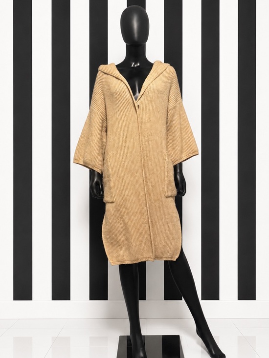 Meli Melo Sweaters - Meli Melo Ribbed Knit Hooded Cardigan - Beige